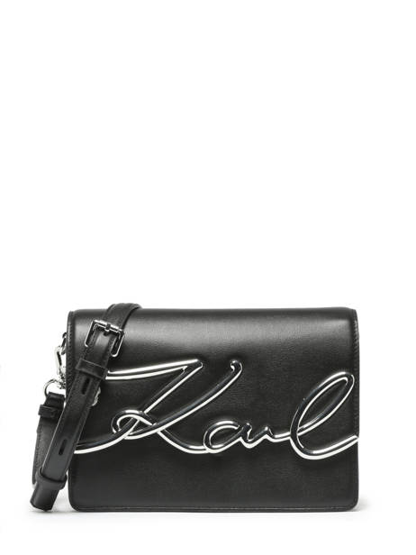 Shoulder Bag K Signature Leather Karl lagerfeld Black k signature 235W3061