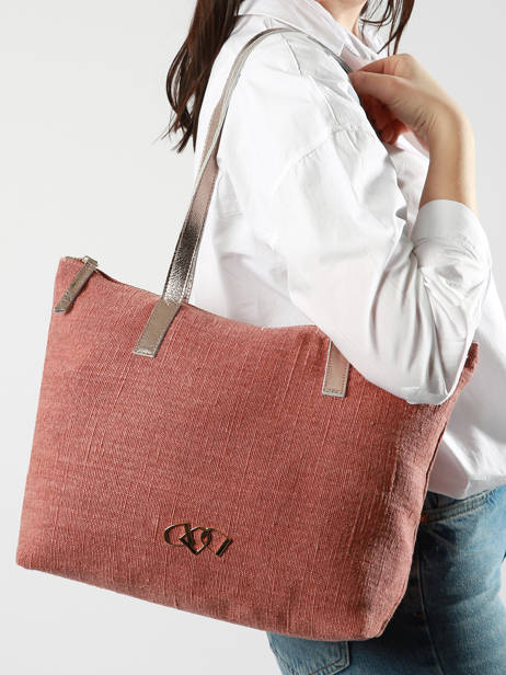 Linnen Livia Tote Bag Etrier Red livia lin ELLI040M other view 1