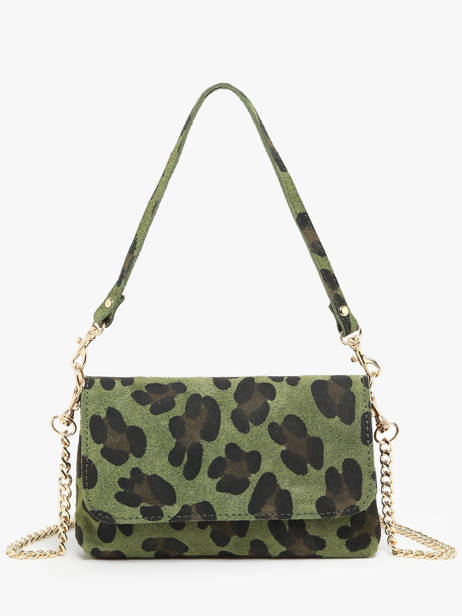 Shoulder Bag Velvet Leopardo Leather Milano Green velvet leopardo VL24063