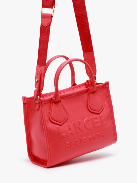 Small Leather Jour Tote Bag Lancel Red jour A12995 other view 1