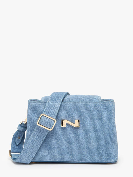 Sac Bandoulière Denim Cuir Nathan baume Bleu denim 2D