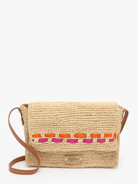 Sac Bandoulière L'atelier Du Crochet Raphia Le voyage en panier Beige l'atelier du crochet AM803