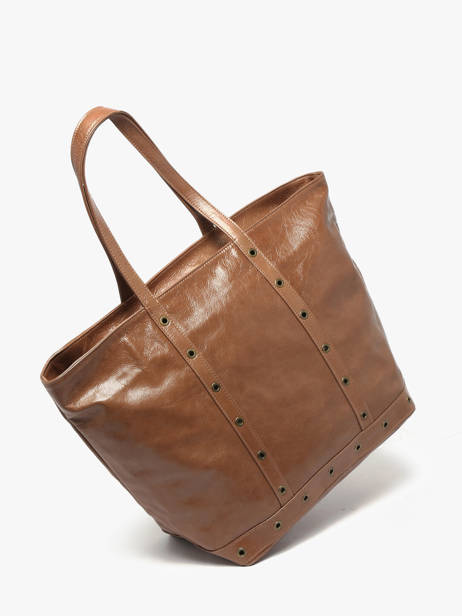 Le Cabas S En Cuir Craquelé Avec Bandoulière Vanessa bruno Marron cabas cuir 82V40409 vue secondaire 2