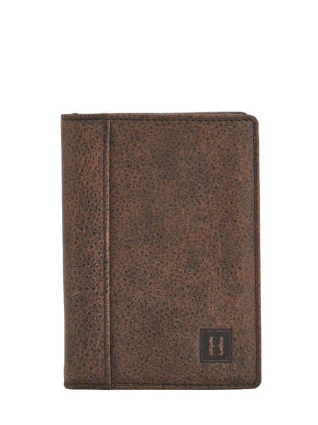 Wallet Leather Hexagona Brown instinct 667471