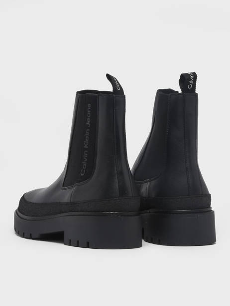 Chelsea Boots Combat Mid En Cuir Calvin klein jeans Noir men 545BDS vue secondaire 3